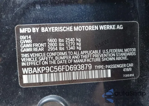 2015 BMW 550I xDrive из США, поврежденный, VIN WBAKP9C56FD693879